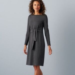 Rare J. Jill Gray Sheath Dress with Tie Front- Dark Charcoal